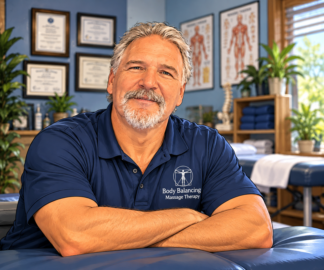 Illustration of Gary Gammon, licensed massage therapist